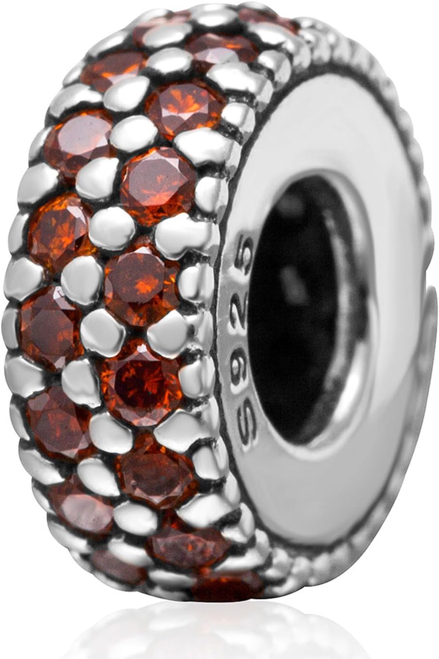Spacer Bead Charm 925 Sterling Silver Birthstone Charm Crystal Charm Spacing Bead Birthday Charm Christmas Charm for Charms Bracelets (C)