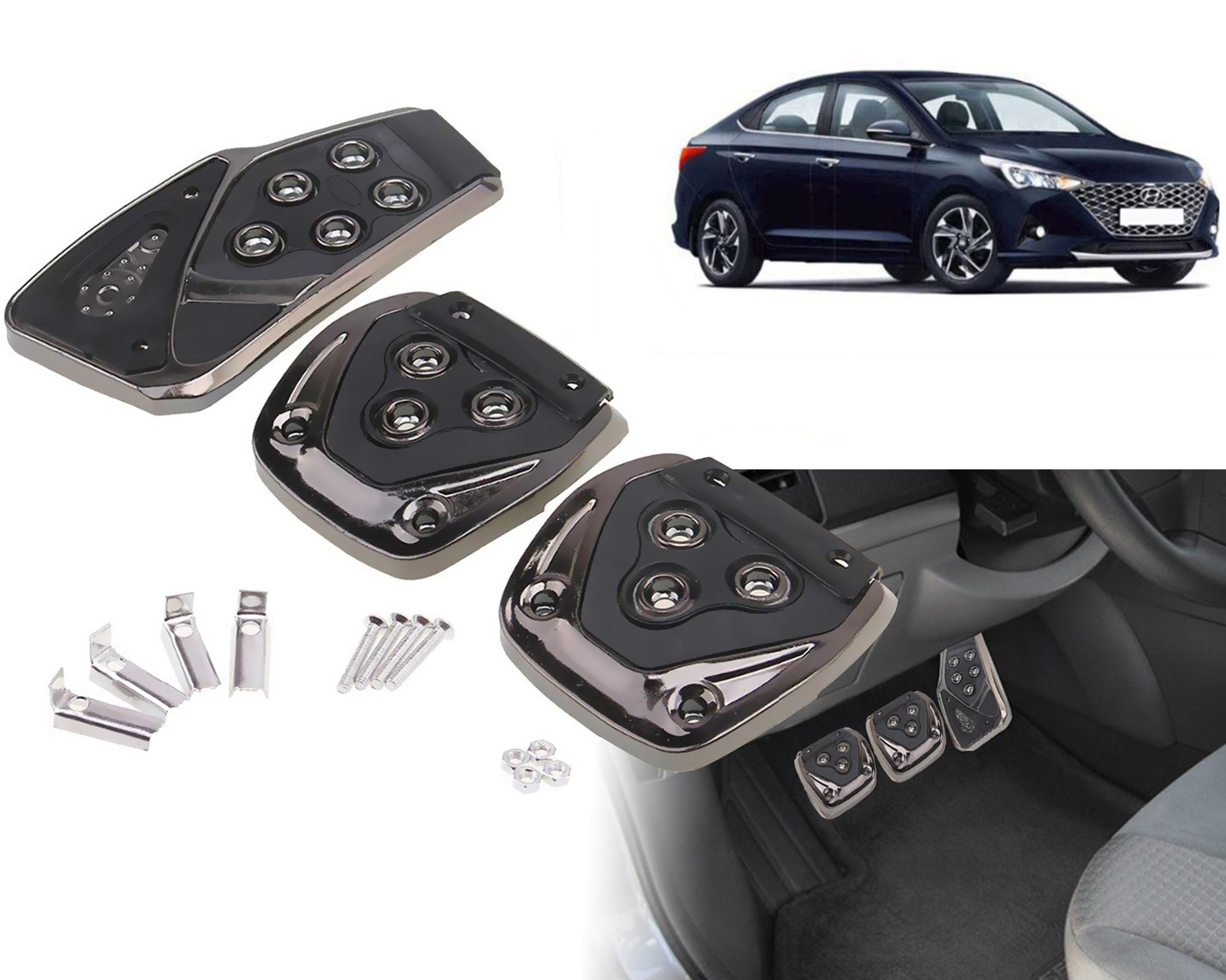 3 Pcs Black Non-Slip Manual Car Pedals kit Pad Covers Set for Hyundai Verna 2020-picture-20