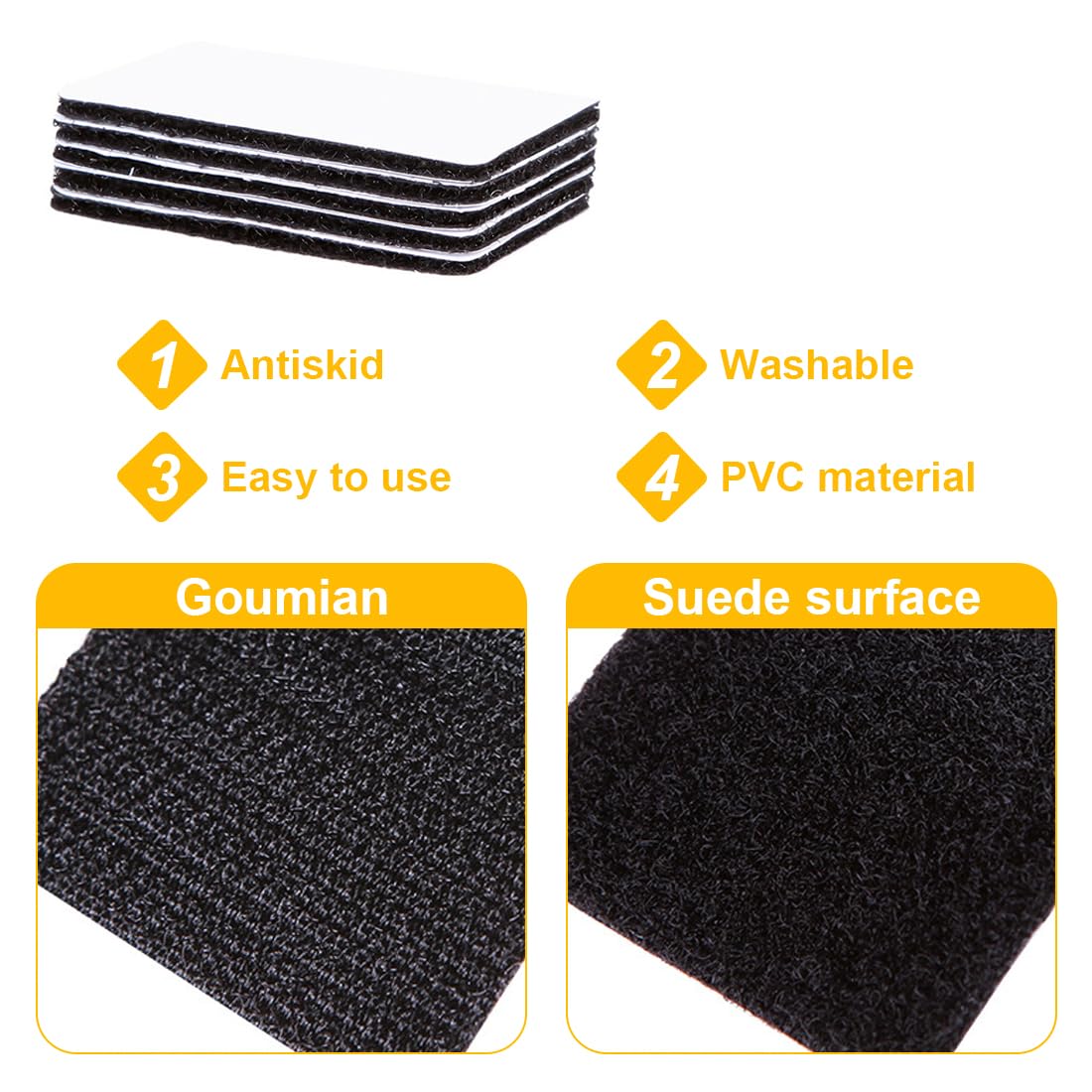 Antiscivolo Per Tappeti Quelcc 16 Pezzi - Cuori Riutilizzabili Nero - Foto 10