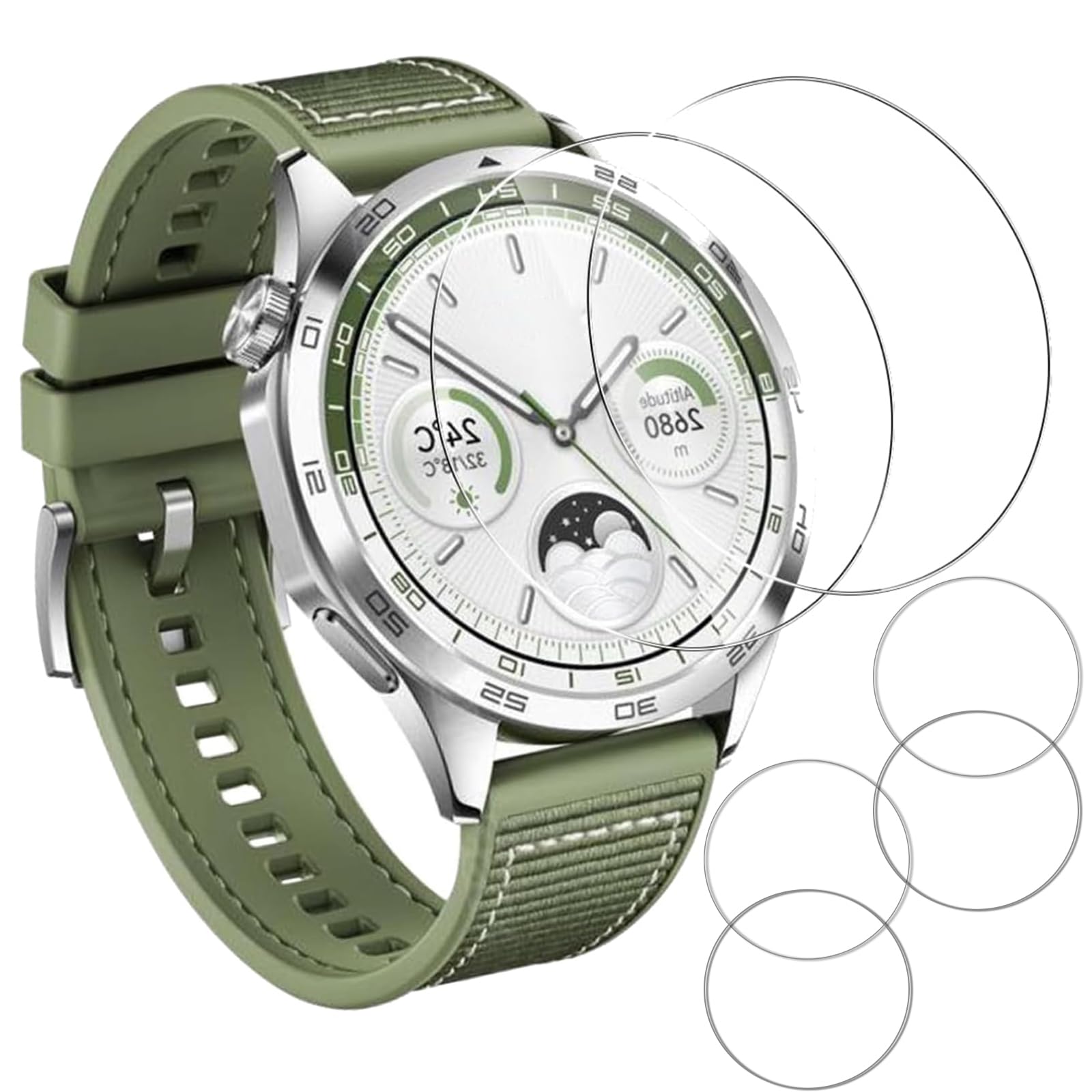 STAYOUNG6PCS Screen Protector Compatible with Huawei Watch GT 4 46mm, Tempered Glass Film Anti-Fingerprints,Sensitive Touch Screen, High Transparency