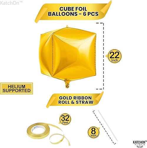 Miniatura 2 de KatchOn Globos dorados de 22 pulgadas paquete de 6 unidades globos dorados de aluminio para despedida de soltera globos dorados de cumpleaños para