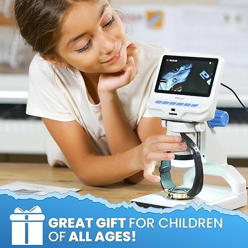 Miniatura 8 de AmScope - Microscopio digital de color LCD portátil de 1080P HD premium de 4.3 pulgadas con iluminación dual LED - DM140