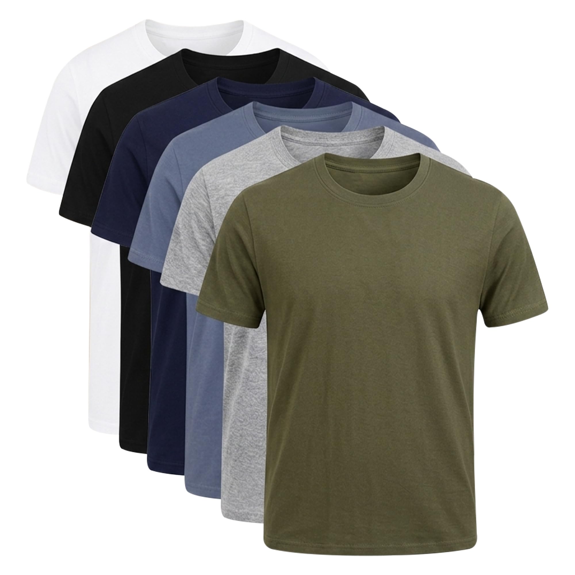 Confezione da 5 magliette da uomo tinta unita girocollo stile corsa sport palestra comoda casual abbigliamento attivo cotone biologico morbido vestibilità regolare slim fit mezza manica