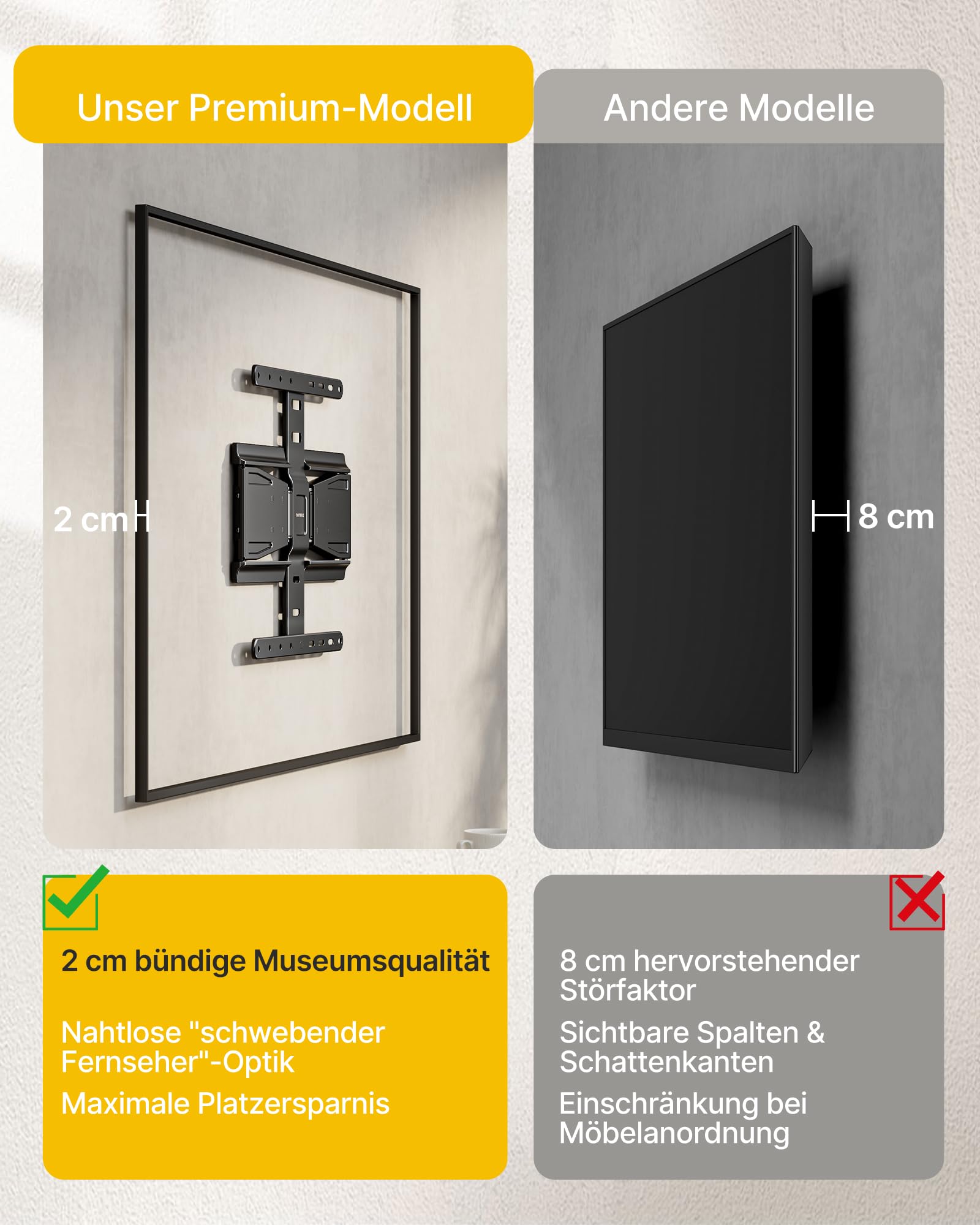 monTEK 0.77" Ultra Slim TV Wandhalterung für 37-75 Zoll Fernseher, Schwenk & Neige & Nivellier & Ausziehbare TV Halterung mit Gelenkigen Doppelarmen, MAX VESA 400x400 mm, bis zu 65 kg