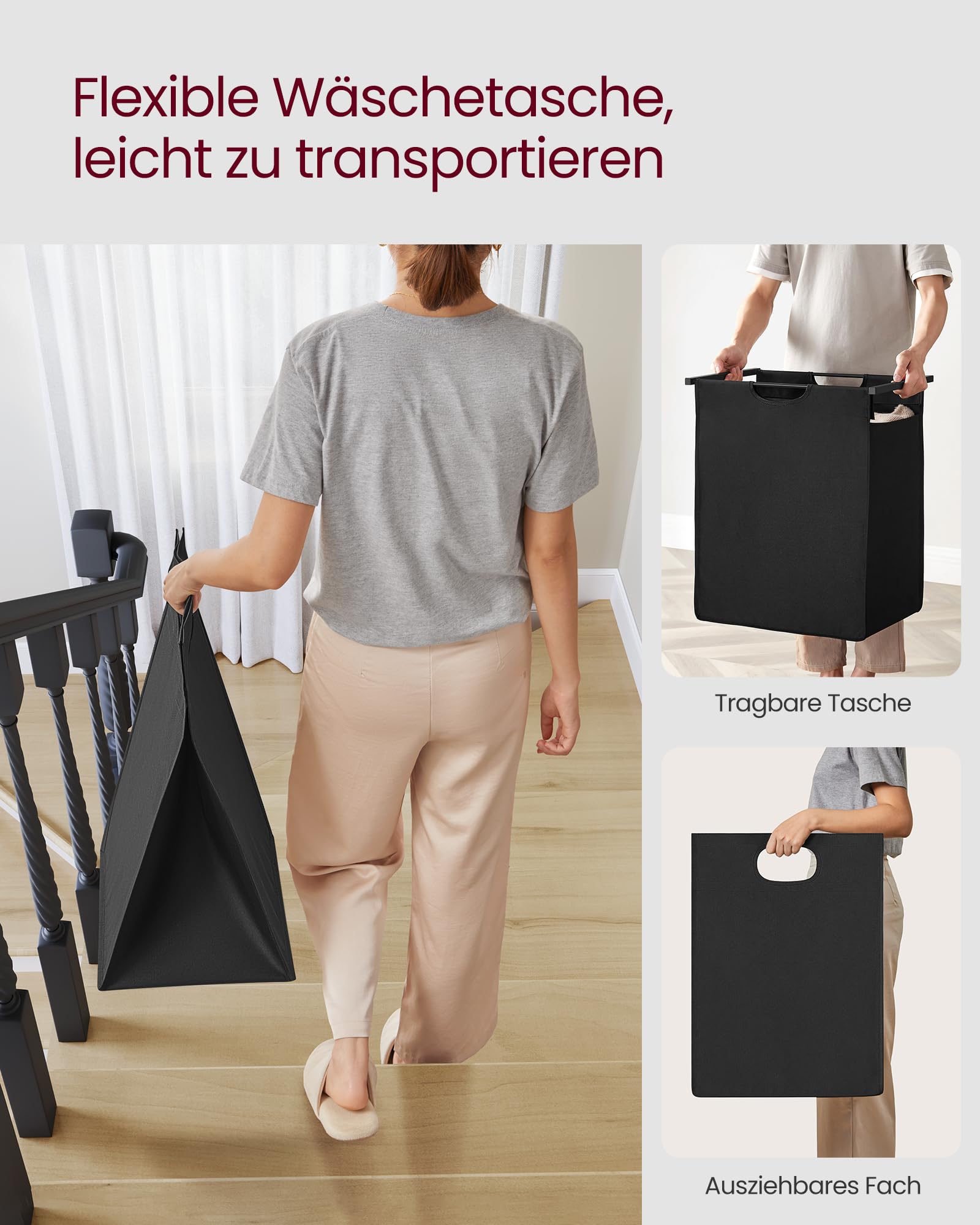 Vasagle Wäschekorb 5 Fächer 200 L – Bild 9