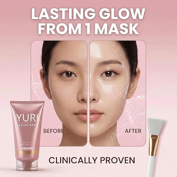 2pcs Yuri Korean Glass Skin, Collagen Mask, Collagen Night Wrapping Mask, Korean Skin Care Collagen Overnight Glass Skin Peel off Face Mask, Reduce Fine Lines & Dullness (2)
