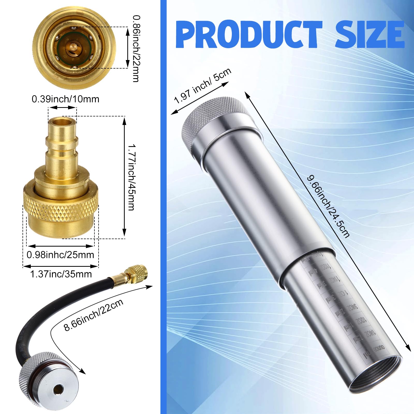 Glooglitter Kit de inyector de aceite y tinte y detector de fugas con acoplador ajustable y comprobadores de aceite y detector de fugas con luz UV y gafas protectoras para sistema refrigerante R134A