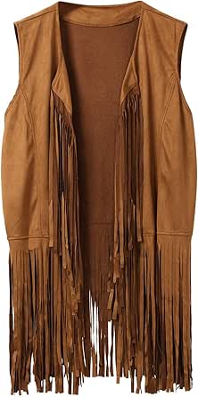 TACKTIMES Herren Cowboy Weste - Ärmellose Fransenjacke Im Western Style