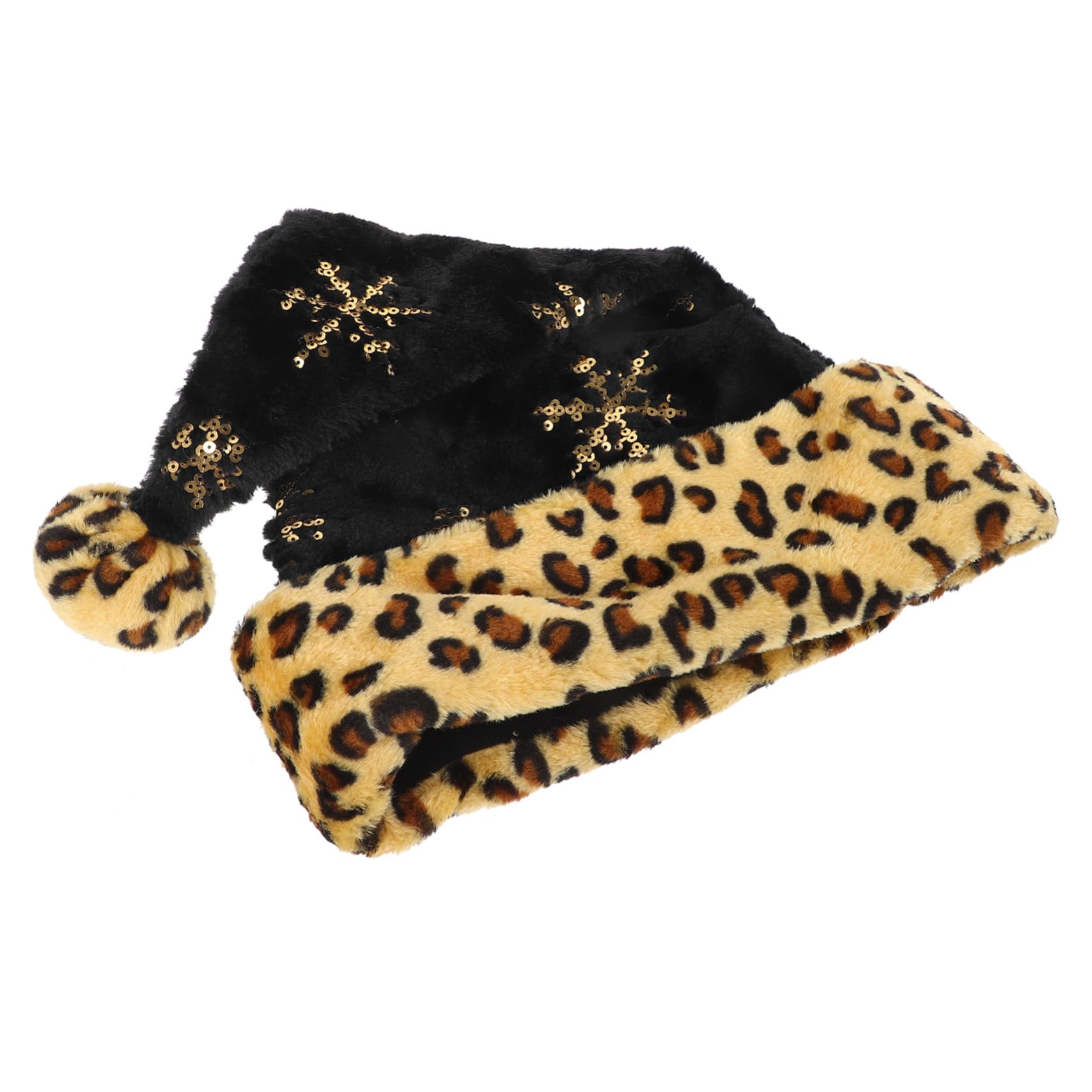 Homoyoyo 5stücke Leopardenmuster Weihnachtsmütze Für Erwachsene Plüsch Nikolausmütze Mit Pailletten Und Schneeflocken Für Weihnachten Und Neujahrsfeiern Bequem Und Warm Für Jede