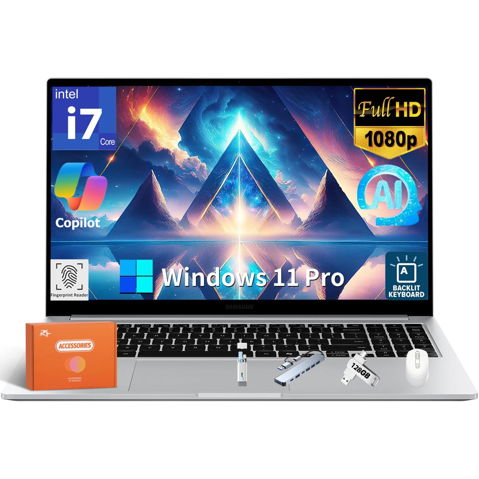 Galaxy Book 4 Business Laptop, AI Copilot+ PC, Intel 10-Core 7-150U(up to 5.4 GHz), 15.6" FHD Display(1920 x 1080), 16 GB RAM, 1 TB SSD, Backlit Keyboard, Fingerprint Reader, Windows 11 Pro