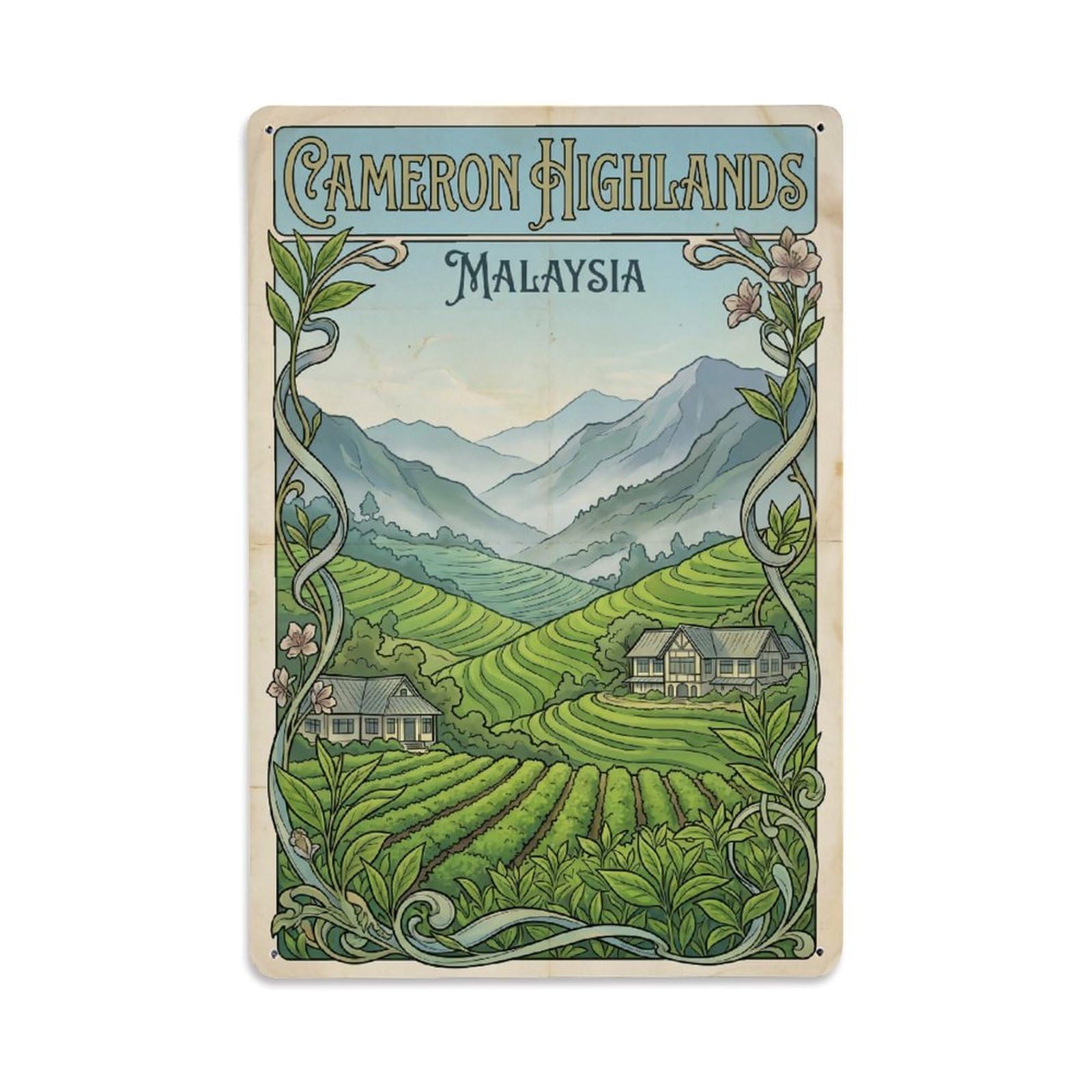 Metal Tin Sign Malaysia Cameron Highlands Retro Travel