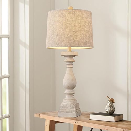 Miniatura 4 de BOBOMOMO Puertos de carga USB retro de 27 pulgadas AC Wash-White Lámparas de granja para dormitorios, lámparas de mesa auxiliar, lámpara de noche