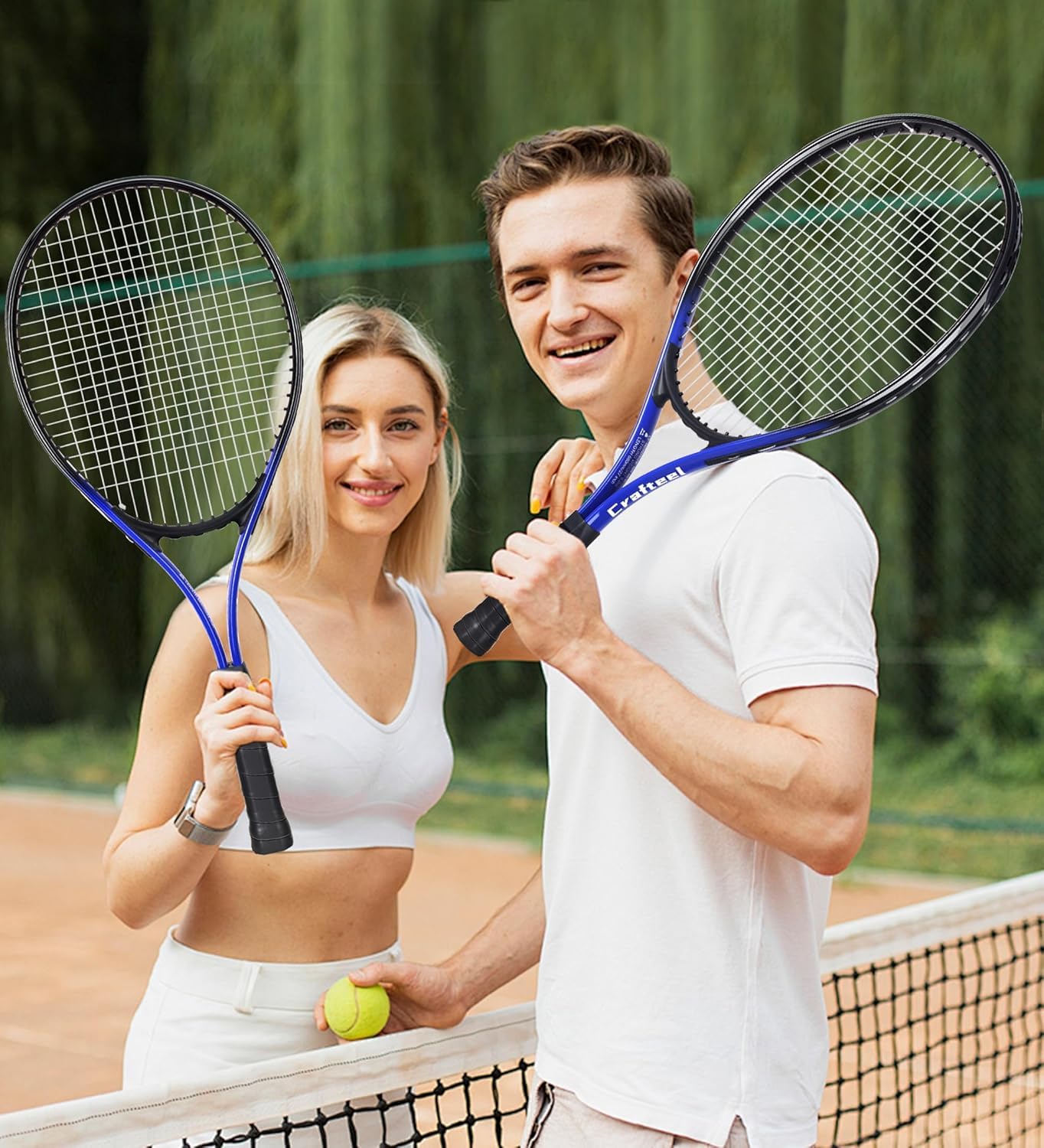 68,6 cm Tennisschläger 2er Set Familie Anfänger 27 Zoll Tennisschläger Set für Outdoor Freizeit Sport Spiel