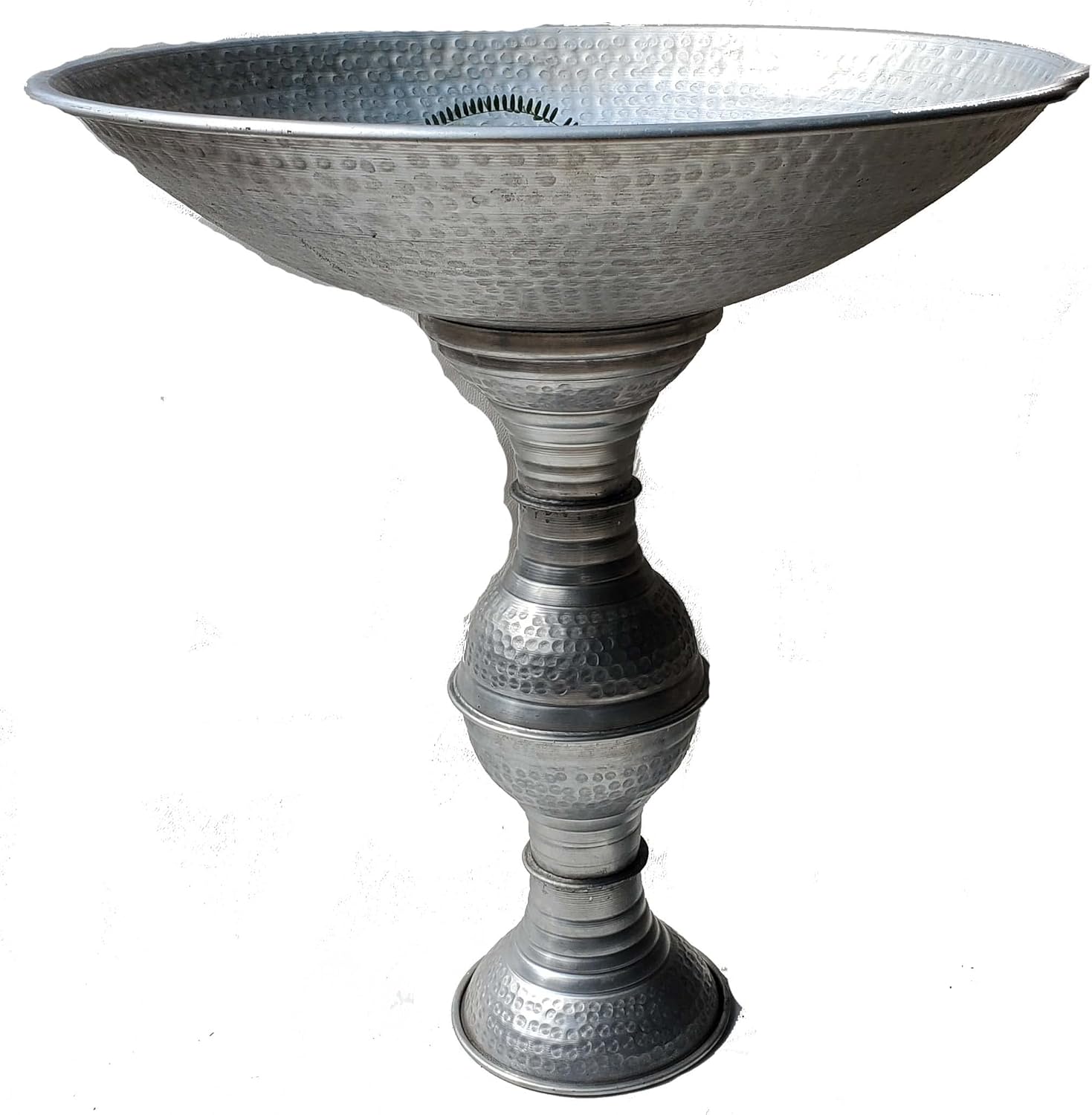 Silver Fountain Sculpture Garden Water Feature Pool Bowl Bird Bath Yard Design