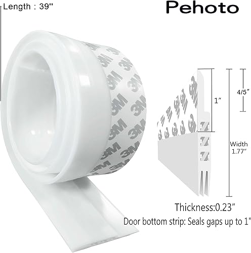Miniatura 2 de Tapón de puerta para debajo de la puerta, bloqueador de corrientes de aire, aislador, barrido, burlete de ruido, adhesivo fuerte, 39 pulgadas de
