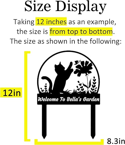 Miniatura 4 de Letrero personalizado con estaca de jardín de gato, letrero de jardín personalizado para gatos con estacas, diseño de flores de mariposa, letrero de