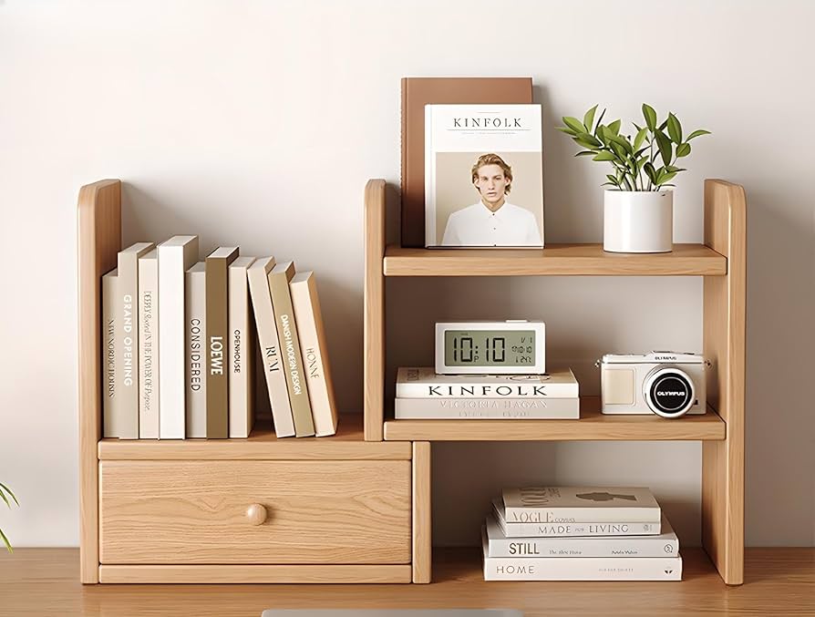 CAOLI LAになります シャビーな棚　机 Amazon.co.jp: YHPBDZW デスク上置き棚 卓上本棚 透明な卓上収納