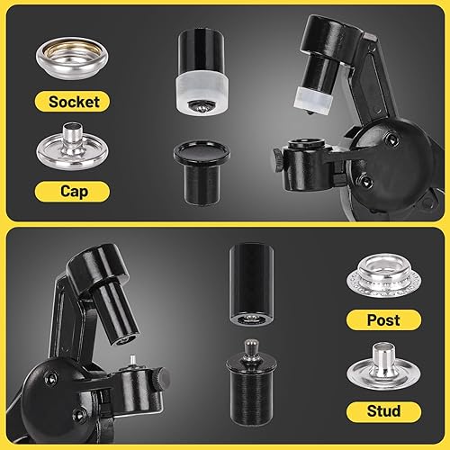 Miniatura 3 de Herramienta de cierre a presión resistente, versión mejorada, herramienta de botón a presión incluye 30 juegos de botones a presión de 0.591 in para