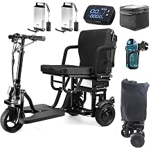 New Portable Folding Mobility Scooter, 3-Wheel Foldable Mobility Scooter for Adults & Seniors, with 2 Long-Range Lithium Battery, 300lbs Capacity, Lightweight with Basket & Cup Holder