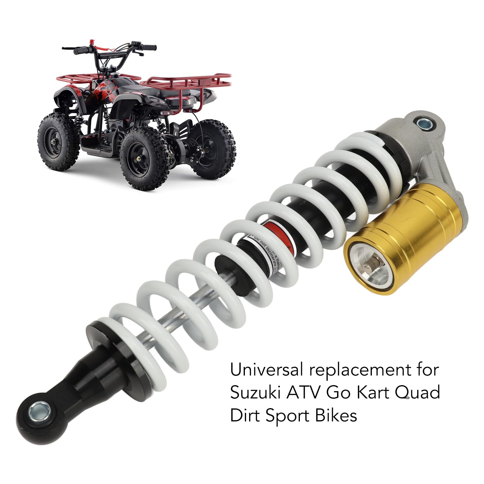 Ammortizzatore per Carichi Pesanti, Ammortizzatore a Molla da 390 Mm, Ammortizzatore a Molla Regolabile per Ammortizzatore per Moto ATV Go Kart