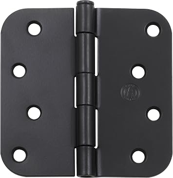 4 Door Hinges, 5/8 Radius Corner, Matte Black, 3-Pack
