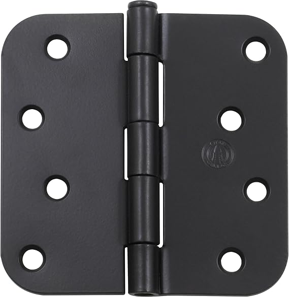 4 Door Hinges, 5/8 Radius Corner, Matte Black, 3-Pack