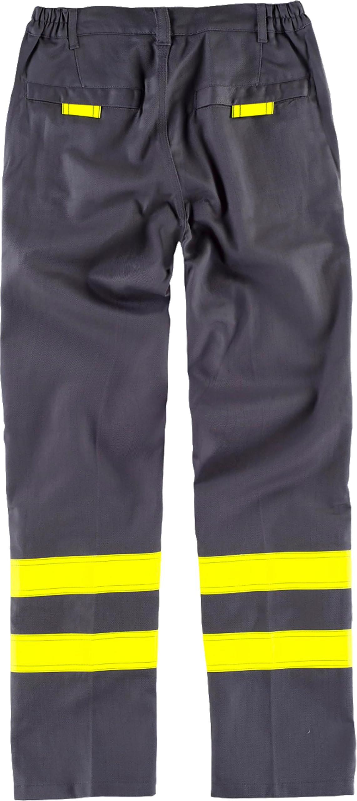 WORKTEAM Pantalón Soldador Ignífugo y Antiestático, con Cintas Reflectantes Amarillas, Triple Costura, Cintura Elástica y Bolsillos Seguridad, Norma EN ISO 11611 Clase 1.Hombre