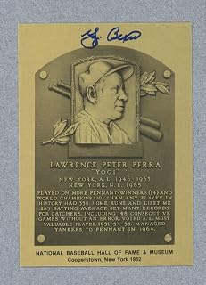Yogi Berra Signed 1982 Card-Size HOF Metal Plaque w B&E Hologram - MLB Autographed Baseball Cards