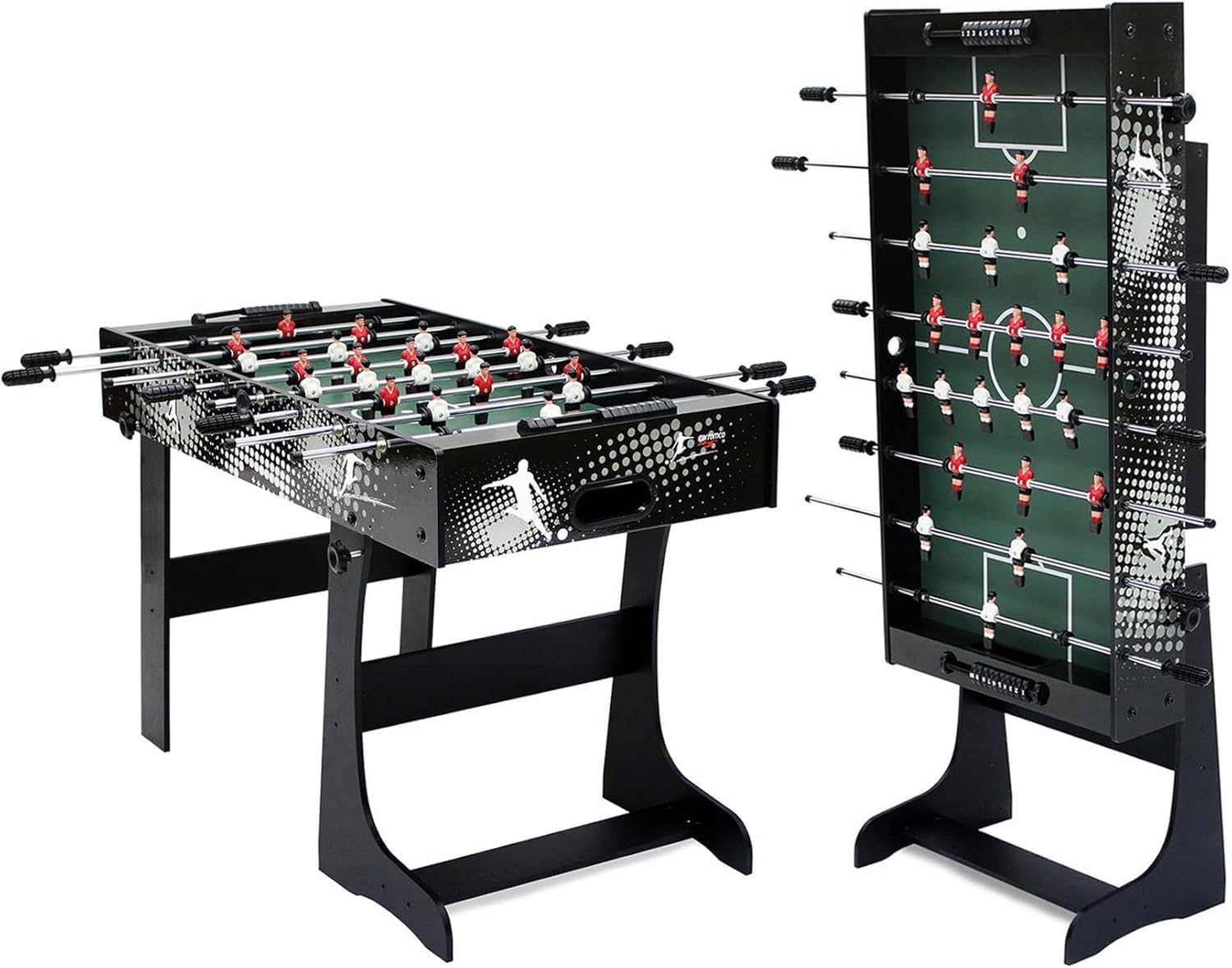 CARROMCO Rialto XT Tischkicker| Klappbarer Kinder - & Jugend - Kickertisch | KLAPPBARER TISCHKICKER: Platzsparender Kicker (17,5 kg) für 2-4 Spieler. Inklusive 2 Bällen & praktischer Wandhalterung