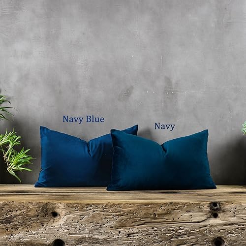 Miniatura 3 de Juego de 2 fundas de cojín decorativas de terciopelo lumbar, de 12 x 20 pulgadas, con cremallera, fundas de cojín rectangulares suaves y lisas de