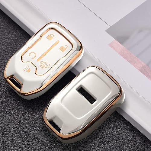 Miniatura 3 de ELOHEI Funda para llavero Chevy, accesorios para funda de llavero para Chevrolet Silverado Suburban Tahoe GMC Acadia Sierra Terrain Yukon Premium