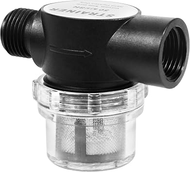 WASSERMANN 1/2 Inch NPT RV Water Pump Strainer, 50 Mesh Inline Filter with Clear Removable Bowl, Male Inlet to Female Outlet for RV, Marine, Boat and Camper Fresh Water Systems