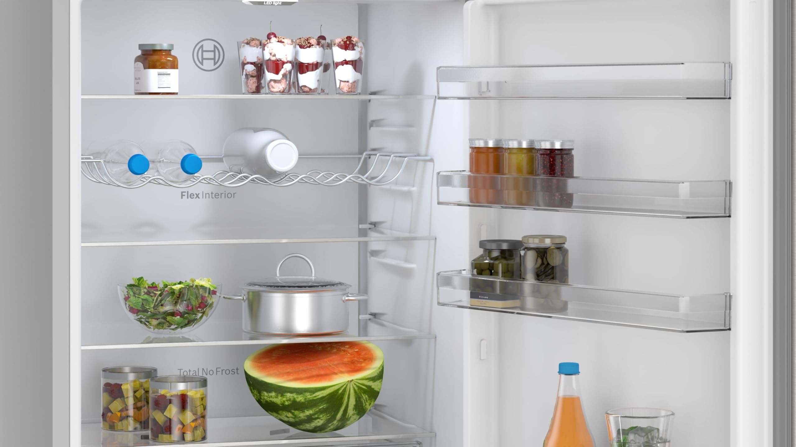 Bosch KGN492IAF Serie 4, Frigorifero combinato da libera installazione, Total No Frost, VitaFresh XXL: Spazio extra-large per i tuoi cibi freschi, PerfectFit, Luce LED, Acciaio, 203 x 70 cm