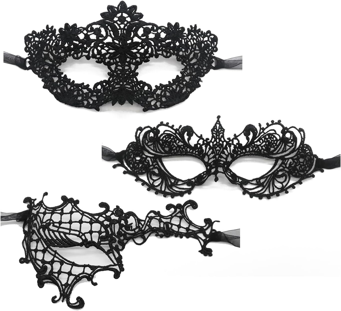 TFTSR Masquerade Masks for Women Couples,Men Mardi Gras Mask,Girls Black Gold Lace Costume,Adult Venetian Party Dress
