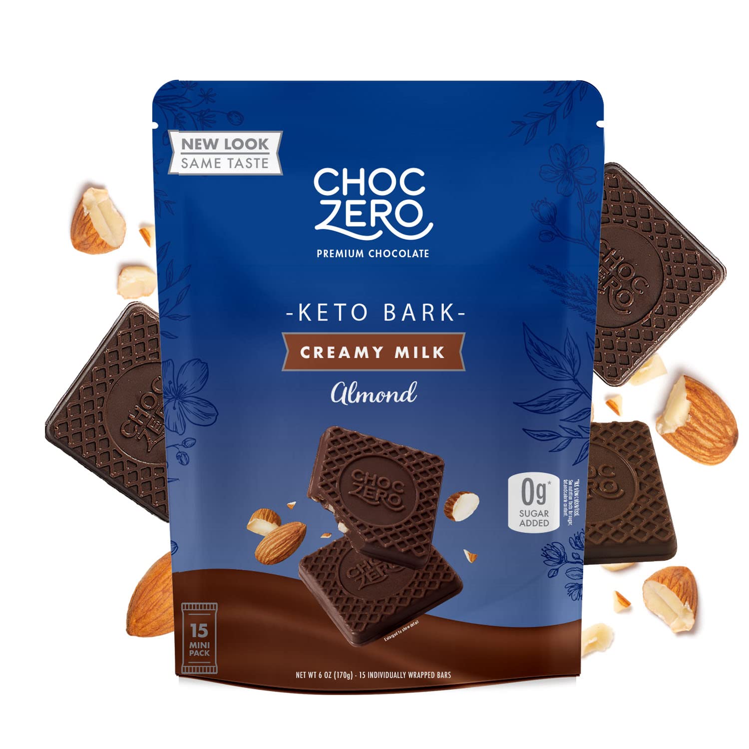 ChocZeroMilk Chocolate with Almonds Keto Bark, 6 Ounce (Pack of 1)