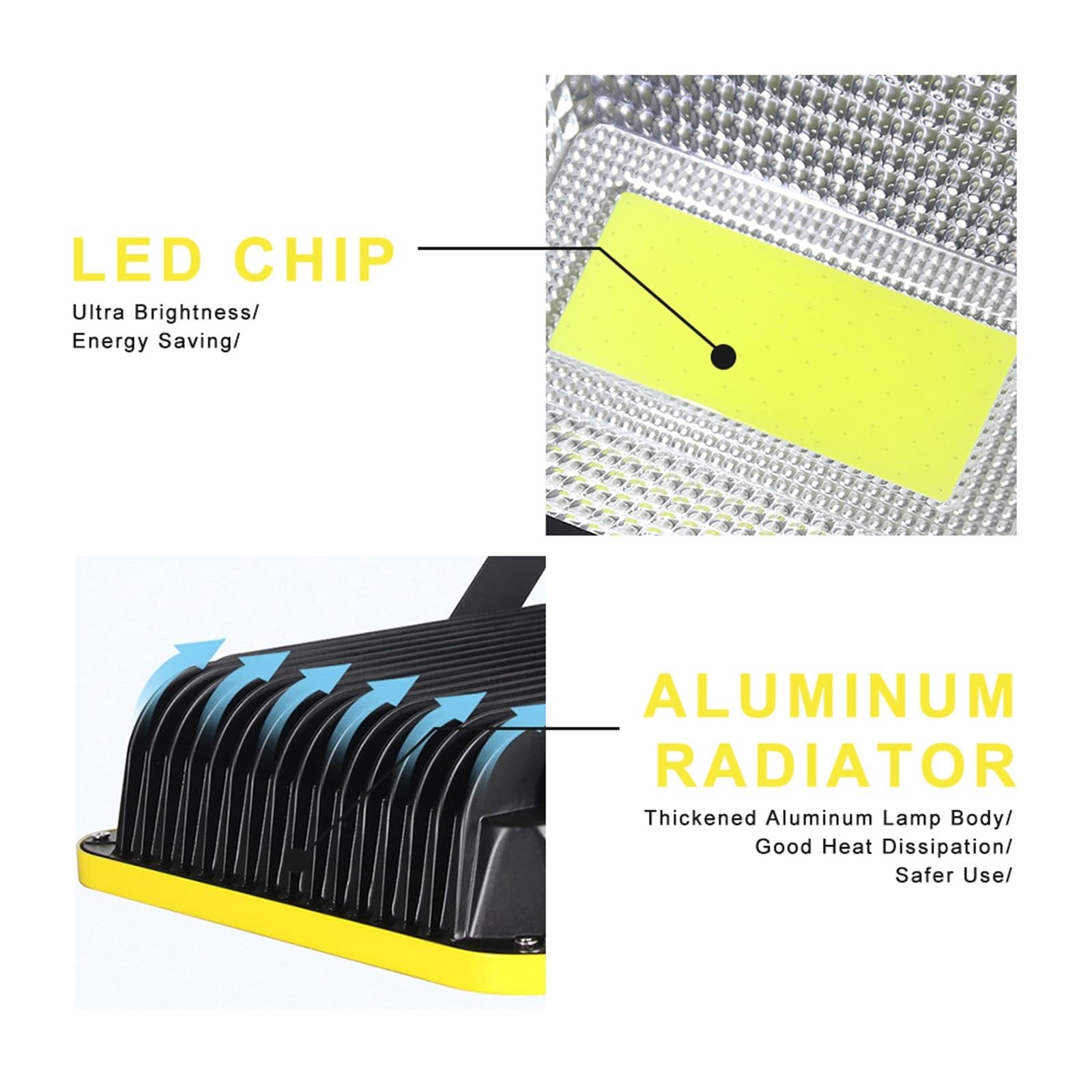 Reflektor LED, Światło Halogenowe LED 30W 50W 100W 150W 200W Reflektor COB IP65 Wodoodporna Ultrajasność Reflektory Lampa Zewnętrzna(Warm White,100W)