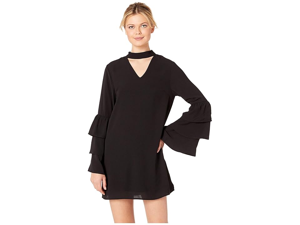 

American Rose Rosemary Ruffle Sleeve Keyhole Dress (Black) Women's Dress