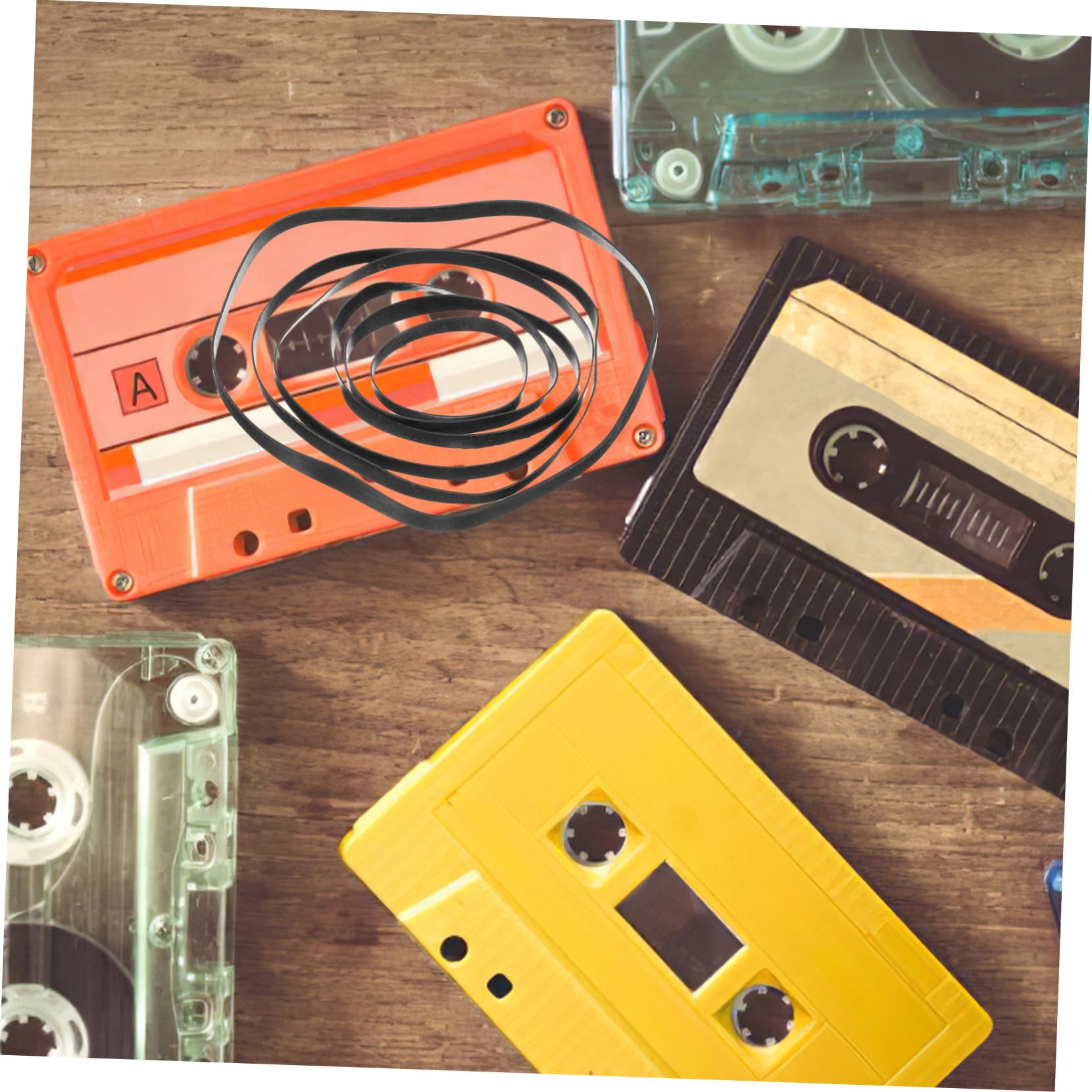 Cintura per Giradischi 50 Pezzi Cinghie per Cassette Quadrate e Piatte Compatibili Registratori Deck Unità Dvd in Gomma Resistente per Sostituzione e Manutenzione