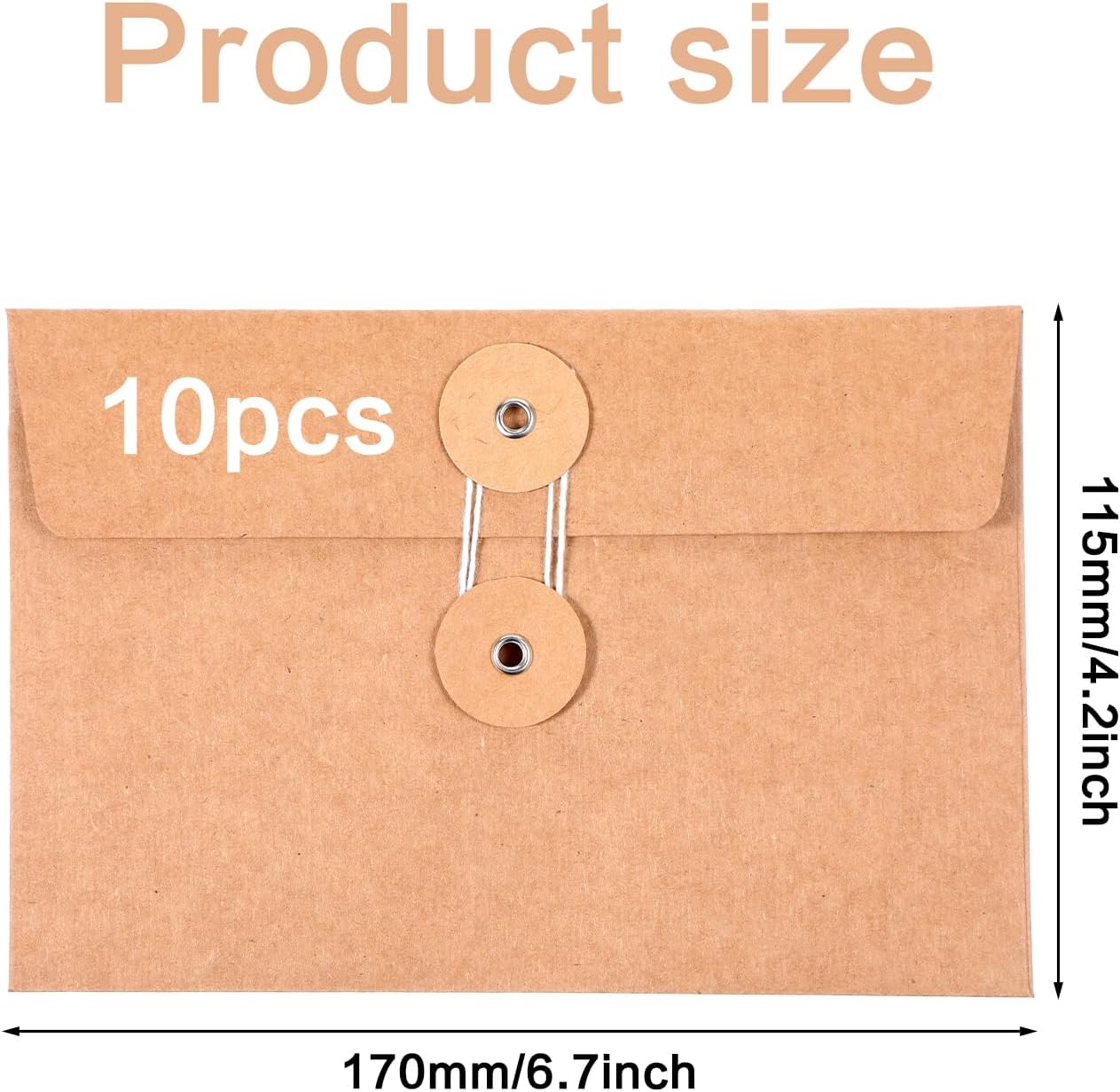 12 PCS Brown Envelopes 4.2x6.7 Inch Vintage Envelopes with Button and String Closure, Brown Envelope Gift Card Postcard Envelope Invitation Envelopess for Mail Postcard Photo Card Coin Stamp - Image 3