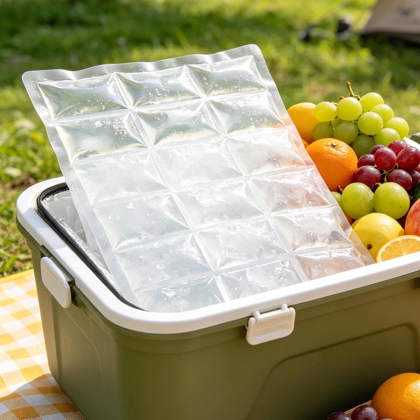 YARNOW Borsa Ghiaccio Riutilizzabile Gel a Griglia Flessibile per Conservazione Cibo e Campeggio, per Frutta e Panini