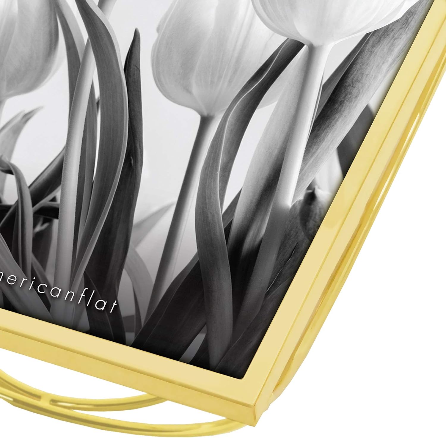 Americanflat Modern Metal 5x7 Picture Frame in Gold - Use as Floating Frame for 4x6 Picture - Painted Iron with Shatter Resistant Glass - Horizontal and Vertical Formats for Tabletop Display