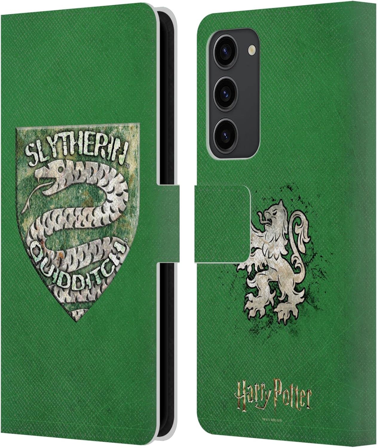 Head Case Designs Officially Licensed Harry Potter Slytherin Quidditch Badge Prisoner of Azkaban V Leather Wallet Case Compatible with Samsung Galaxy S23+ 5G