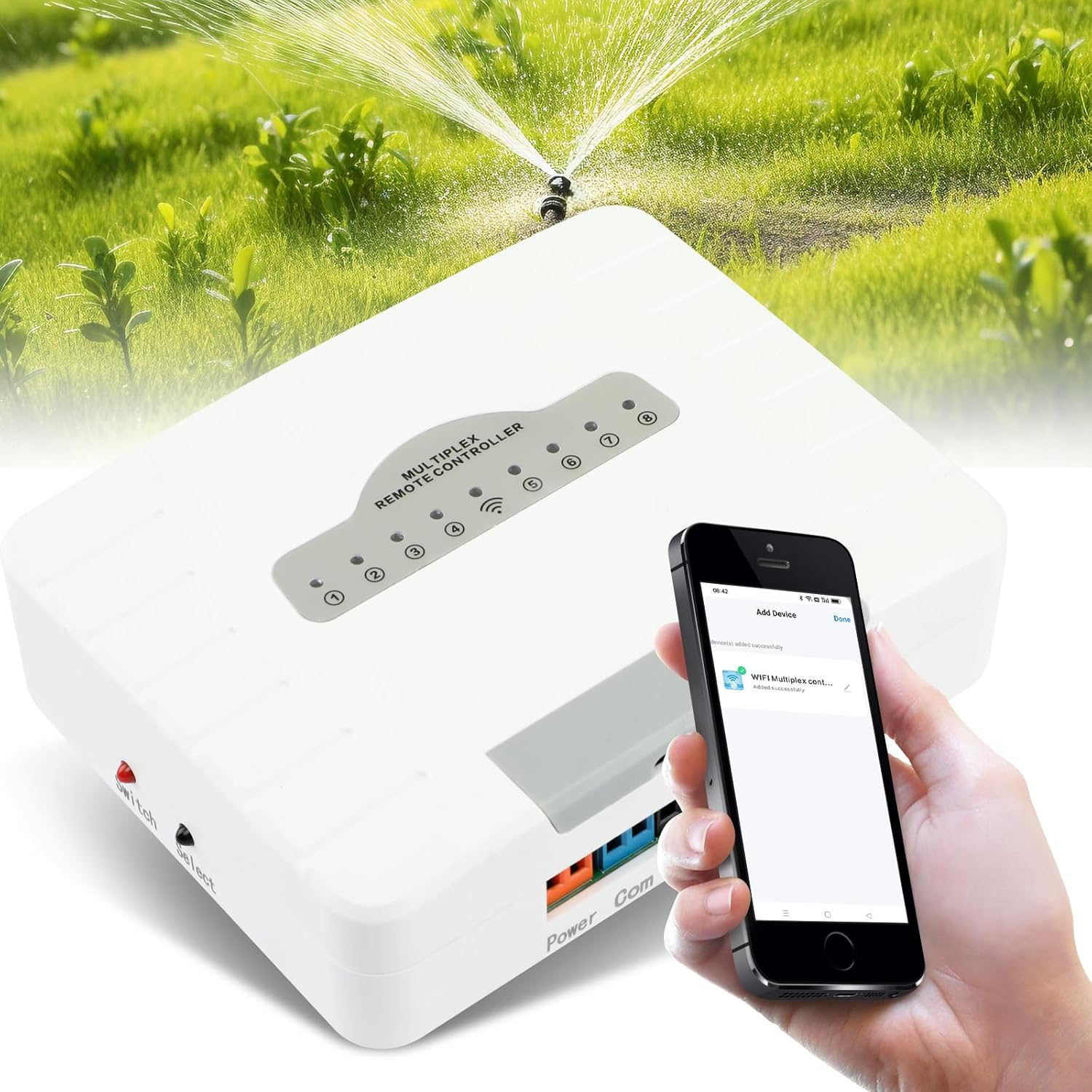 Zone Smart Sprinkler Controller with APP Control, 8-Zone Precision, Automated Watering, Save Water Auto Skin Rain, Easy to Install, for Outdoor Garden, Yard,