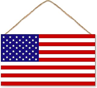 American Flag Door Hanging Sign,Farmhouse Patriotism Artwork Decorations Signs, Framed Indoor Outdoor Decorative Art Ornament for July 4th Independence Day, New Year, Holiday Party, Birthday