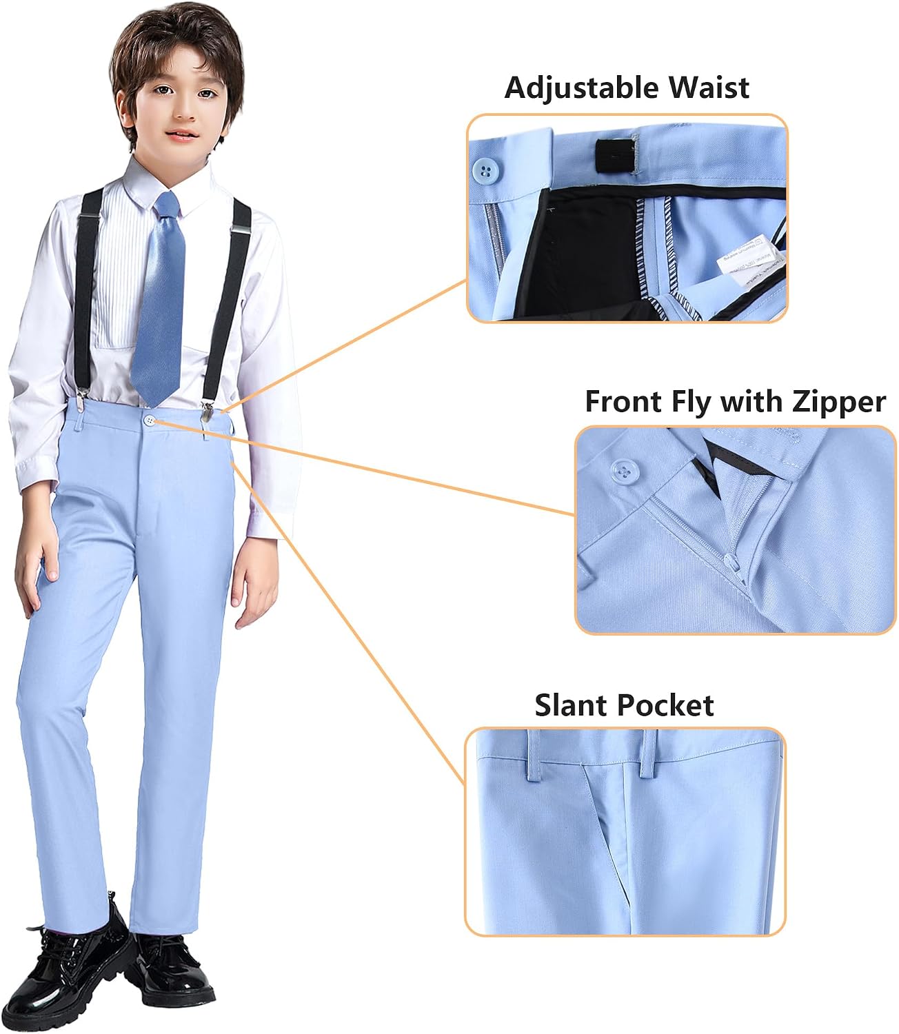Boy's Formal Suit 7 Piece Slim Fit Tuxedo for Kids Teen Boys image 4