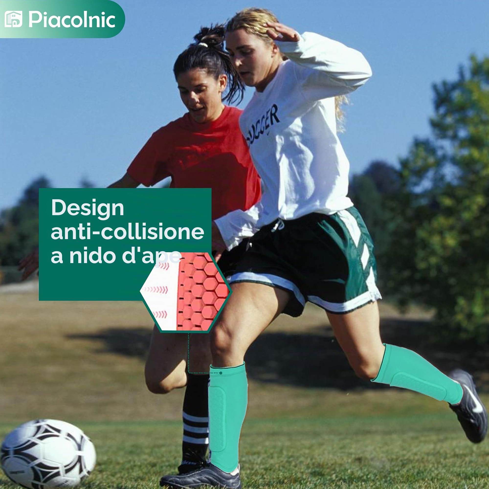 Parastinchi da Calcio Calzino Verde - Universali per Adulti, Antiscivolo, Protezione Gambe, Maniche per Partite di Calcio