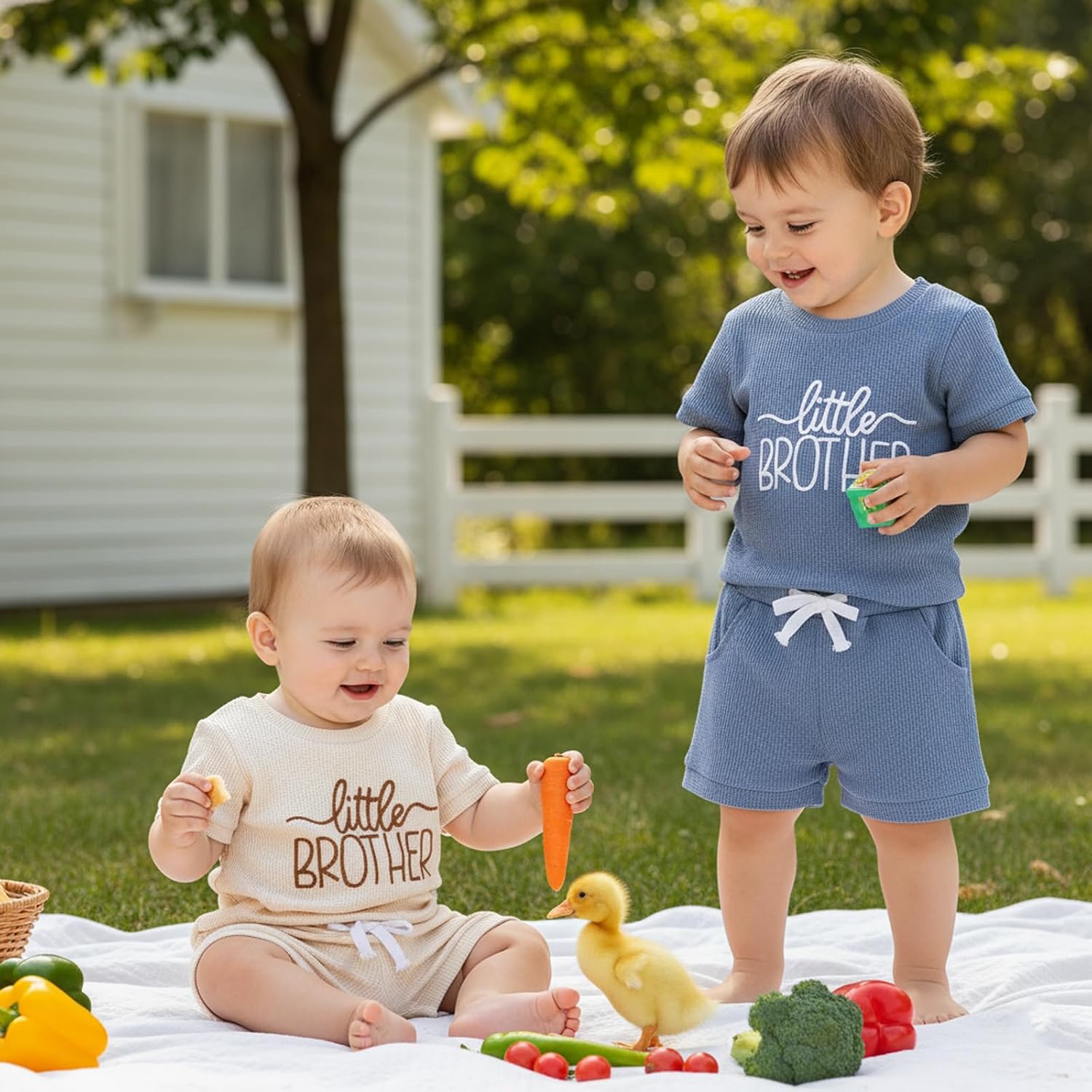 allshope Newborn Baby Boy Summer Outfit Set Dad Little Dude Embroidery Romper Jumpsuit Shorts Infant Waffle Clothes