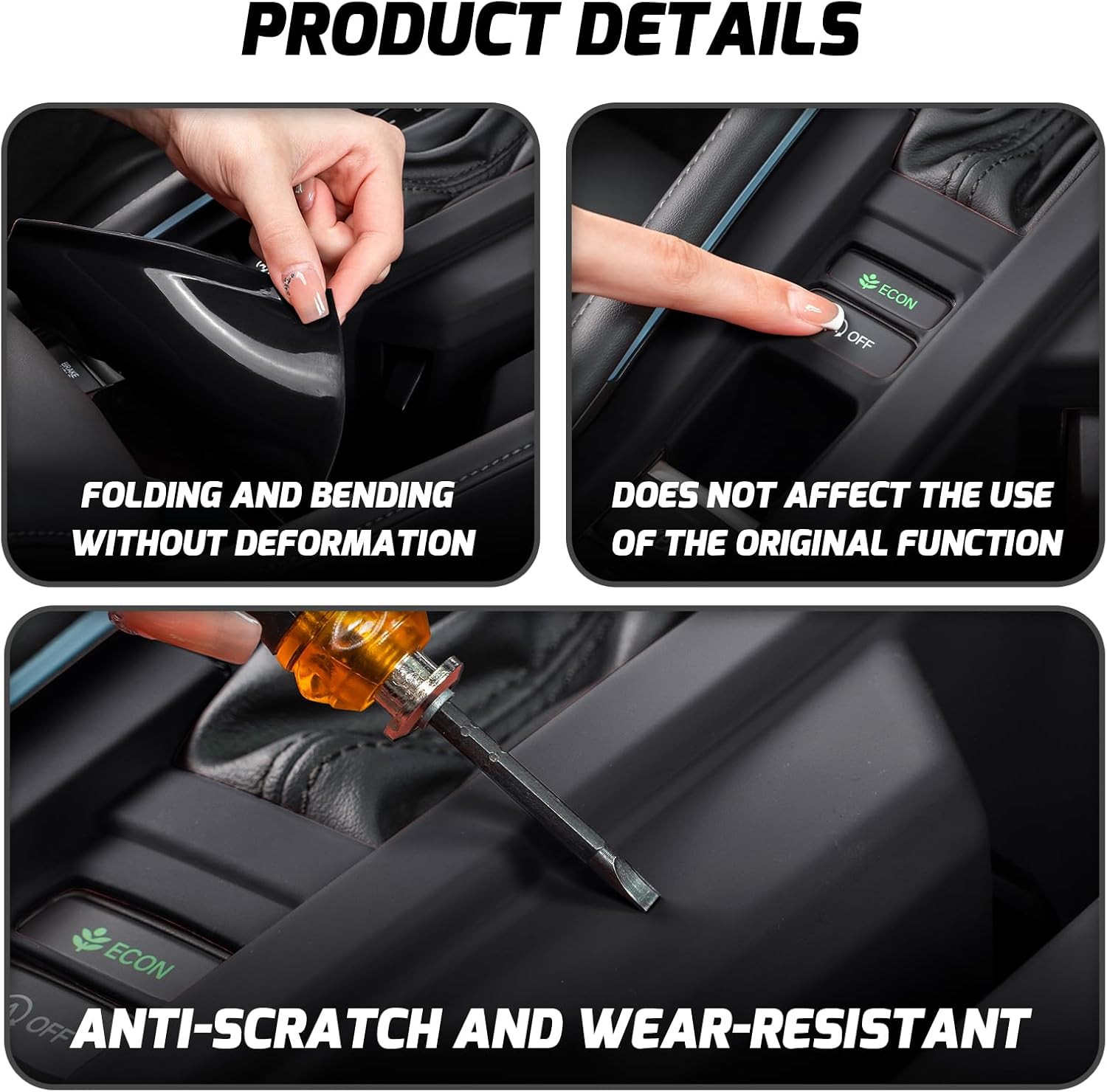 for 2025 Honda Accord Silicone Car Gear Shift Panel Protective Cover Compatible with 11th Gen Accord 2023 2024 Automotive Interior Decorative Accessories Black Non-Slip Center Console Coaster