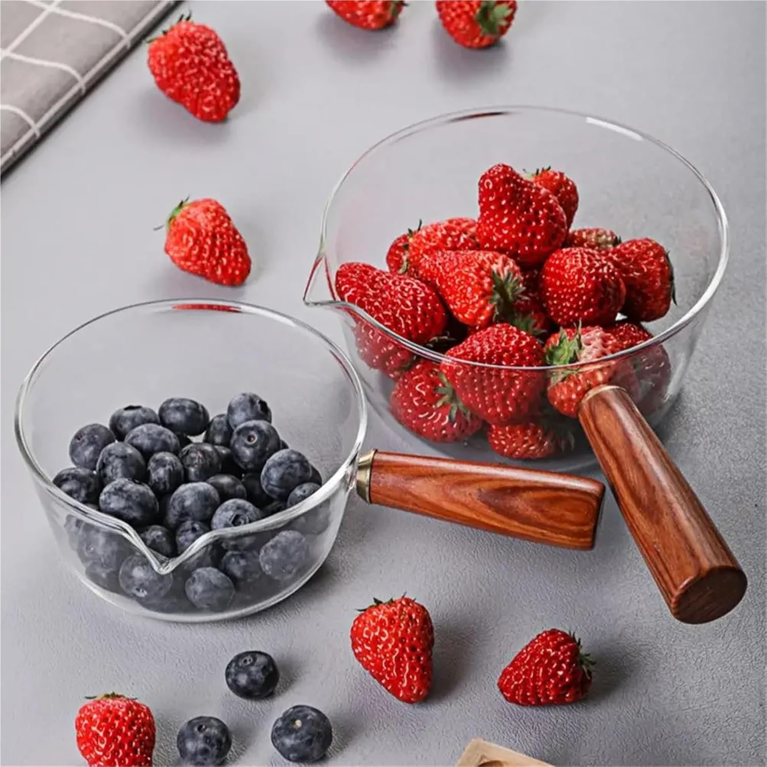 400/600ML Glass Cooking Pot Soup Milk Pot With Wooden Handle Cooking Pot Instant Noodle Pot Cookware Kitchen(400ml)