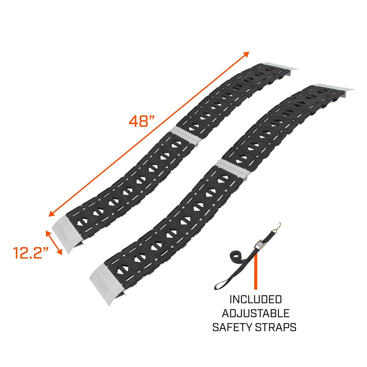 CARGOSMART 3092, Hybrid S-Curve Centerfold Ramp, For Use Easily And Safely Loading & Unloading Lawn Equipment, Motorcycles, ATVs, 750 Lb Per Ramp Capacity, Black 2-Pack : Automotive